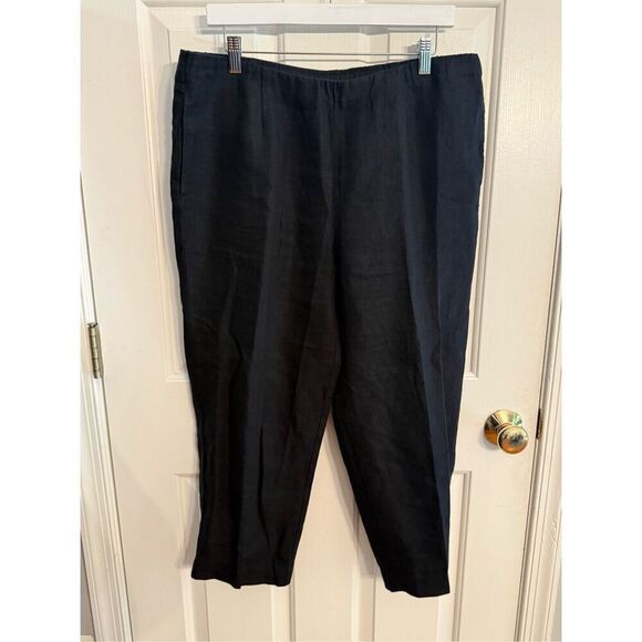 J. Jill Love Linen Black Pull On Ankle Pant sz M EUC - Picture 1 of 5